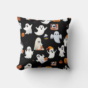 Halloween Witch Ghost Pattern Throw Pillow