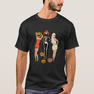 Halloween Witch Ghost Pin Up Vintage Costume Women T-Shirt