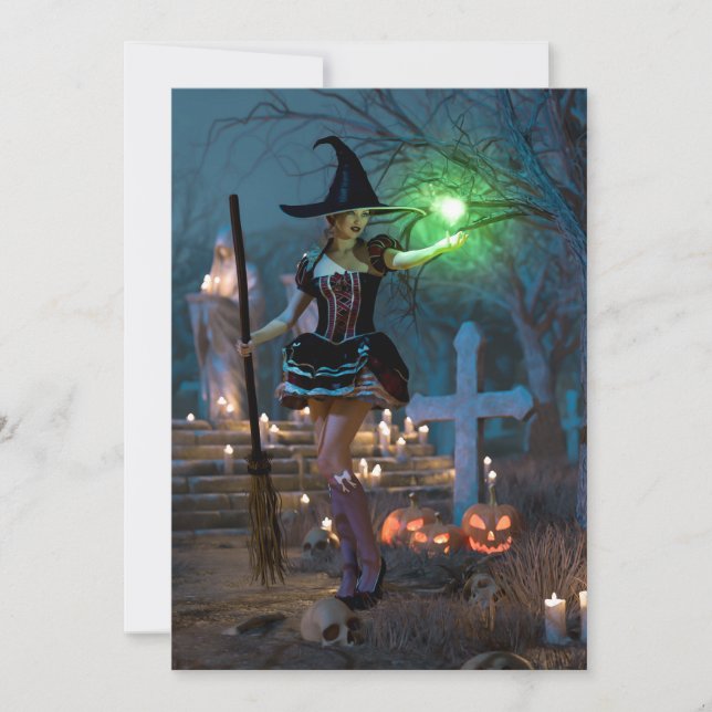 Halloween Witch Girl in the Forest Card (Front)