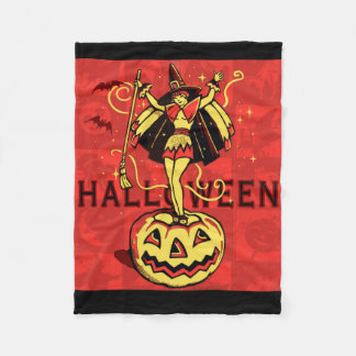 Halloween Witch Girl (vintage) Fleece Blanket