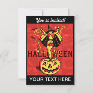 Halloween Witch Girl (vintage) Invitation