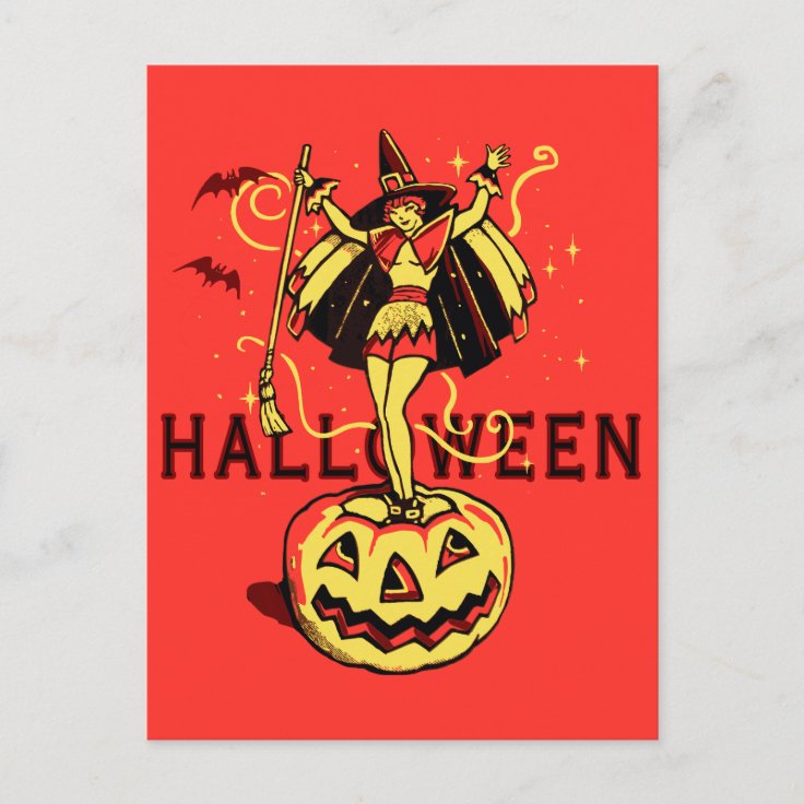 Halloween Witch Girl (vintage) Postcard | Zazzle