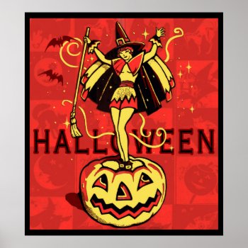 Halloween Witch Girl (vintage) Poster by themonsterstore at Zazzle
