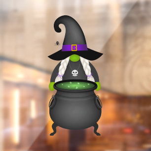 Halloween Witch Gnome Window Cling