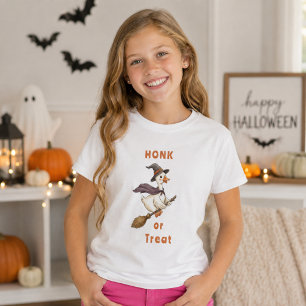Halloween Witch Goose Honk or Treat Girl T-Shirt