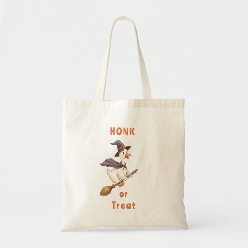Halloween Witch Goose Honk or Treat Tote Bag