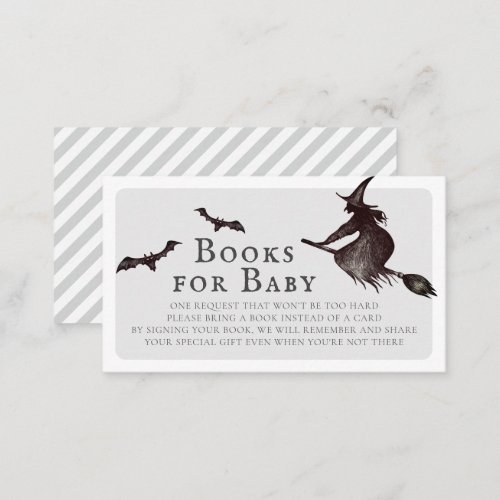 Halloween Witch Gray Baby Shower Books for Baby Enclosure Card