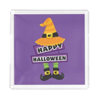 Halloween Witch Hat and Feet Acrylic Tray