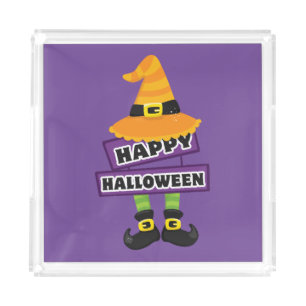Halloween Witch Hat and Feet Acrylic Tray