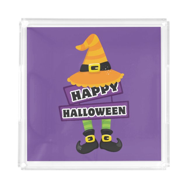 Halloween Witch Hat and Feet Acrylic Tray (Front)
