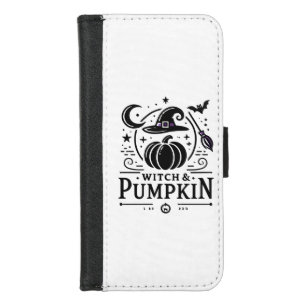 Halloween Witch Hat and Pumpkin Design Magic Art iPhone 8/7 Wallet Case