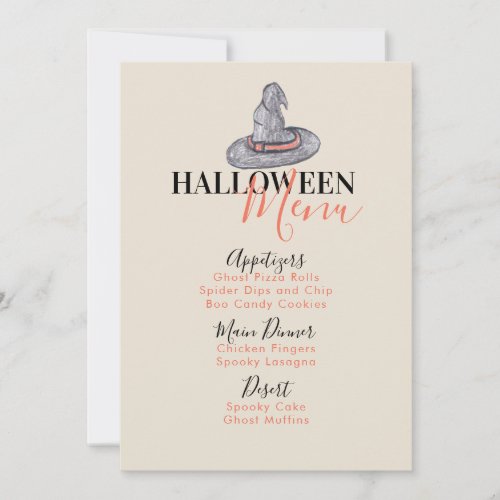 Halloween Witch Hat Birthday Party Menu