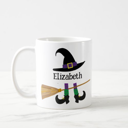 Halloween Witch Hat Broom Legs Cartoon Custom  Coffee Mug