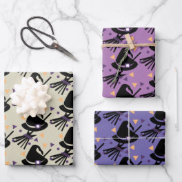 Halloween Witch Hat Broom Wrapping Paper Sheets