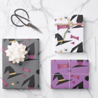 Halloween Witch Hat Candy Orange Black Purple Wrapping Paper Sheets