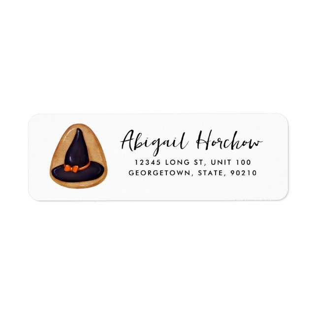 Halloween Witch Hat Cookie Customizable Label (Front)