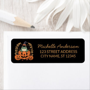 halloween witch hat Frog Pumpkin Return Address L Label