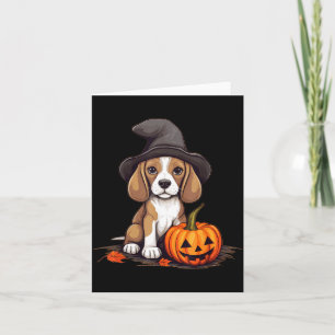 Halloween Witch Hat Pumpkin Dog Beagle Card