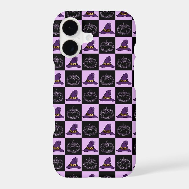 Halloween Witch Hat Pumpkin Face Spooky Pattern Iphone Case (Back)