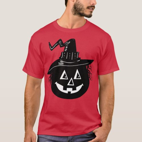 Halloween Witch Hat Pumpkin Silhouette T_Shirt