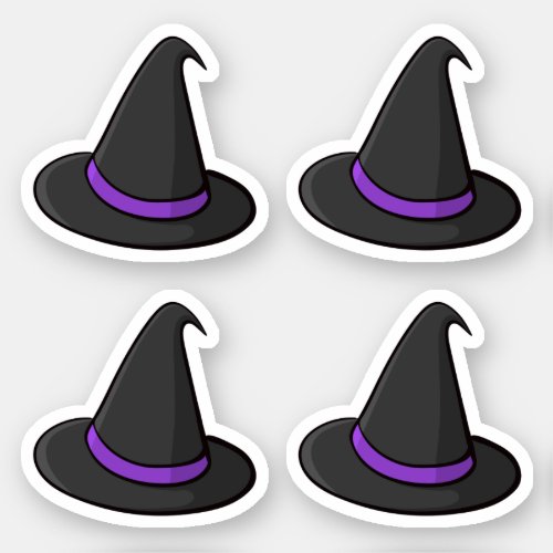Halloween witch hat stickers set of four stickers