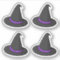 Halloween witch hat stickers, set of four stickers