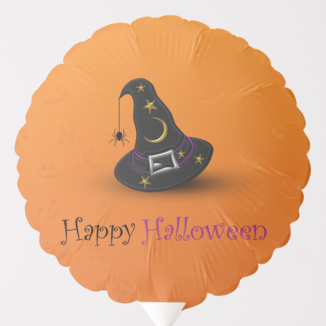 Halloween Witch Hat with Spider Balloon (Front)