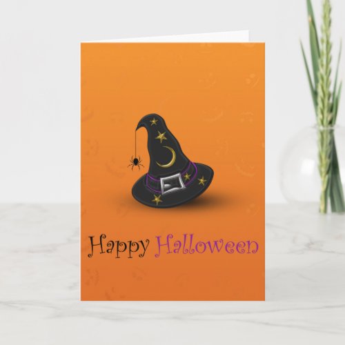 Halloween Witch Hat with Spider Card