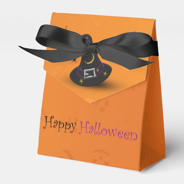 Halloween Witch Hat with Spider Favor Boxes (Front Side)