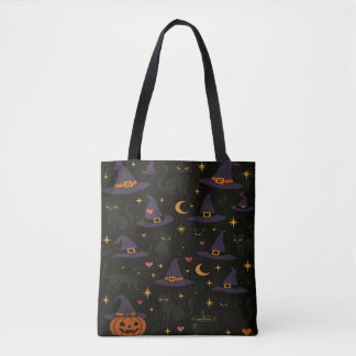 Halloween Witch Hats and Jack o Lanterns  Tote Bag