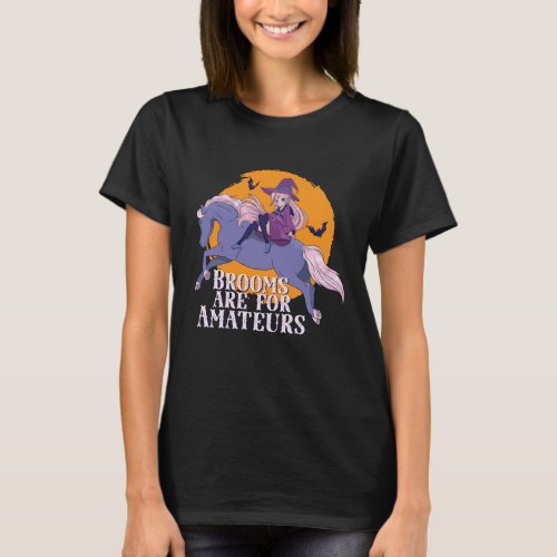 Halloween Witch Horse Lover Cute Anime Girl T_Shirt
