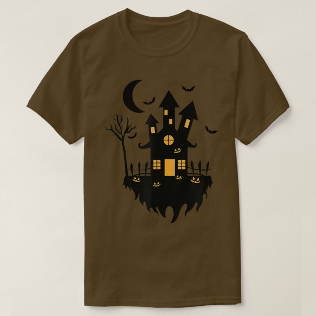 Halloween witch House at Night T-Shirt (Design Front)