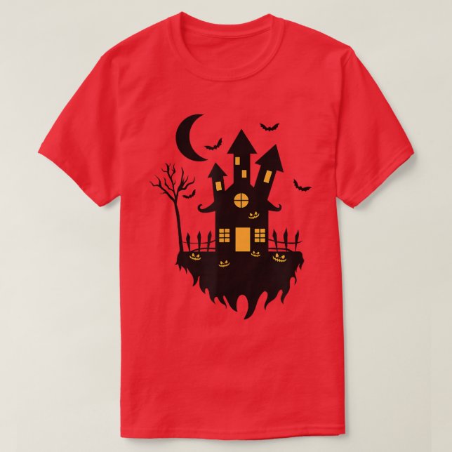 Halloween witch House at Night  T-Shirt (Design Front)