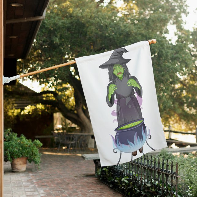Halloween Witch  House Flag (Halloween Decoration Hang The Green Witch!)