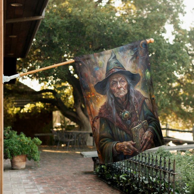 Halloween Witch House Flag (In SItu)