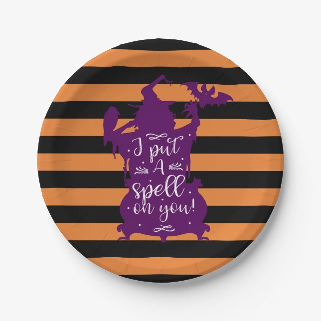 Halloween Witch I put a spell on you Fun Festive Paper Plates (Front)
