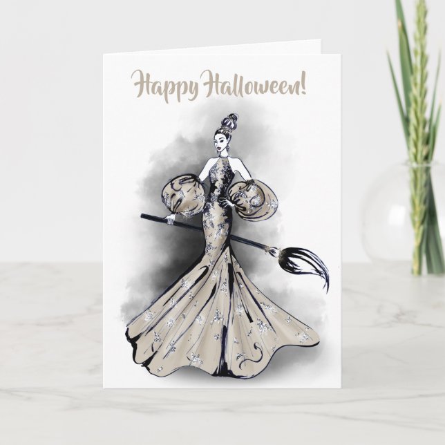 Halloween Witch Illustration Card (Front)