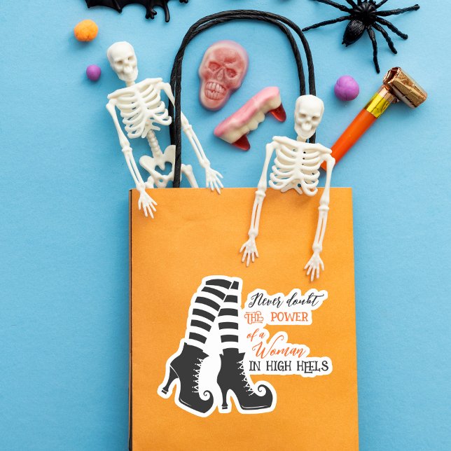 Halloween Witch in Heels Contour Custom-Cut Sticker (Perfect for decorating treat or gift bags!)