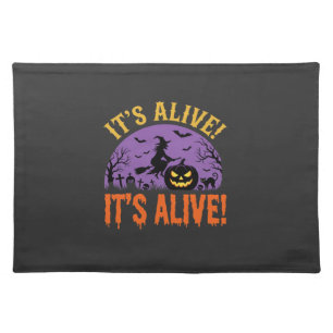 Halloween Witch Jack O Lantern It's Alive Cloth Placemat