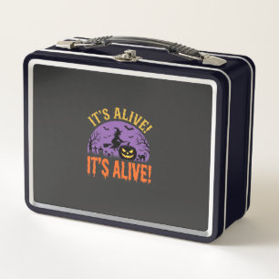 Halloween Witch Jack O Lantern It's Alive Metal Lunch Box