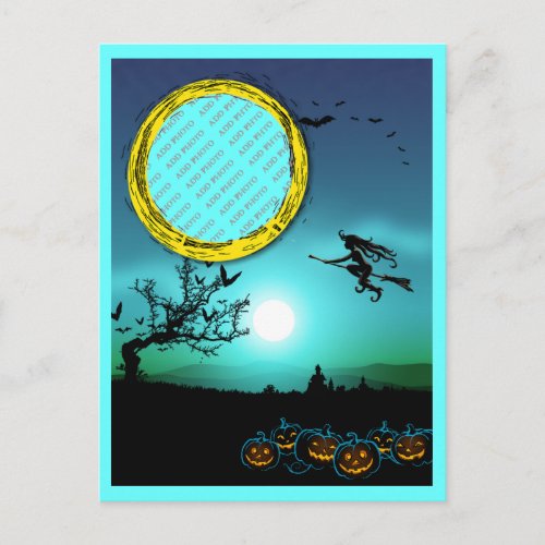 Halloween Witch Jack o Lanterns Photo Frame Postcard