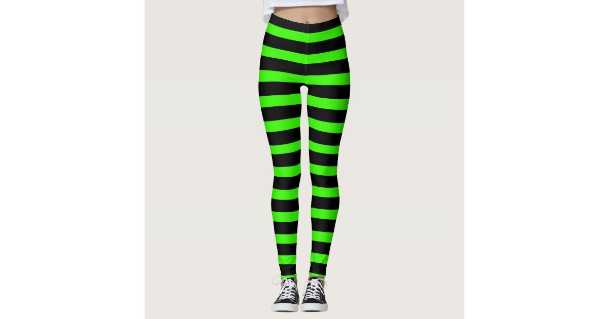 Halloween Witch Leggings Striped Green and Black