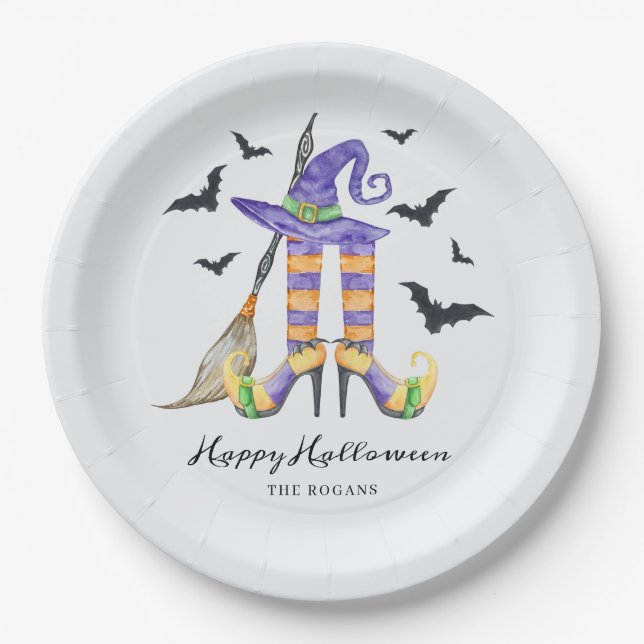 Halloween Witch Legs and Hat Paper Plates (Front)