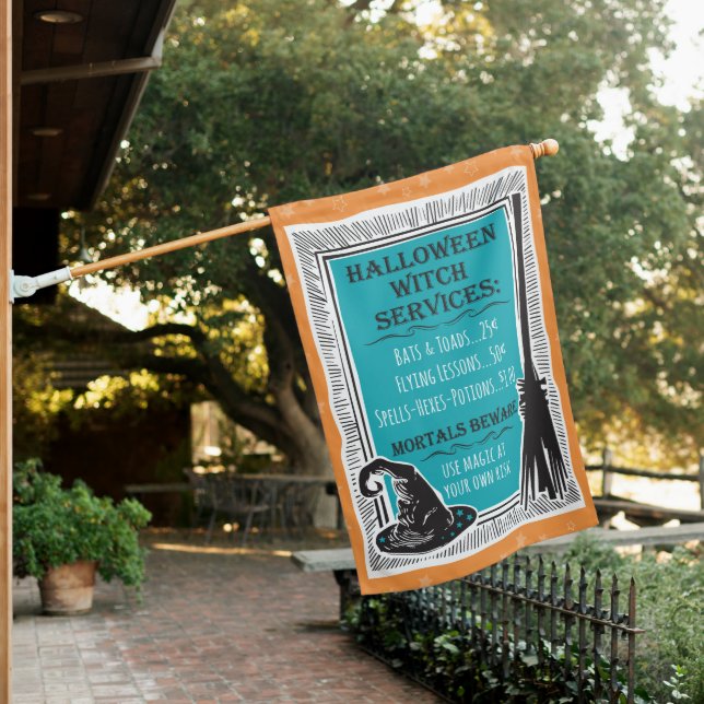 Halloween Witch Magic Funny House Flag Sign (In SItu)