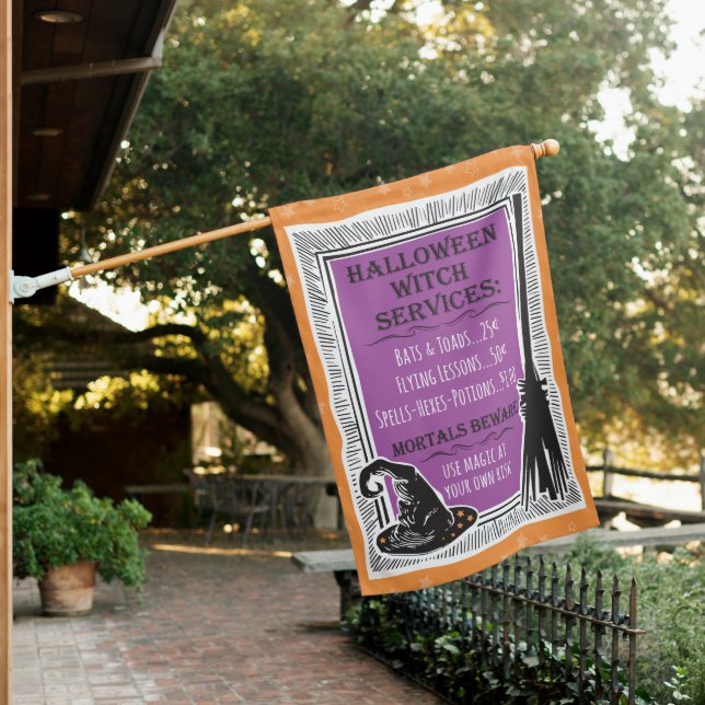 Halloween Witch Magic Funny House Flag Sign (In SItu)