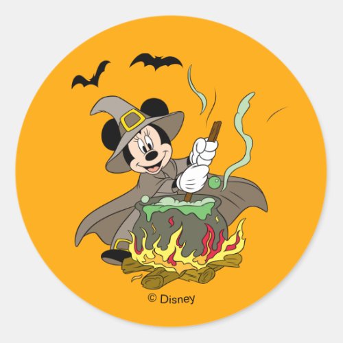 Halloween Witch Minnie Mouse Classic Round Sticker