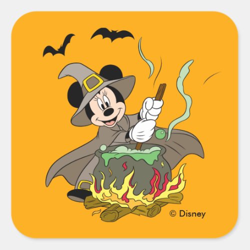 Halloween Witch Minnie Mouse Square Sticker