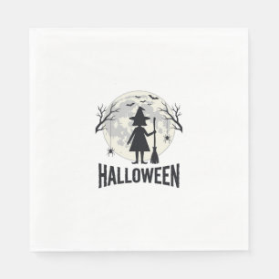 Halloween Witch Moon Vintage Engraving Design_1 Napkins