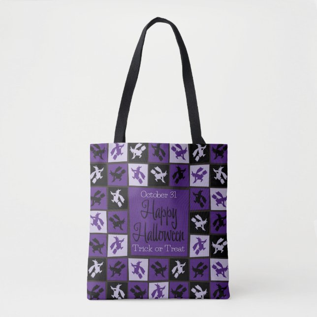 Halloween witch mosaic tote bag (Front)