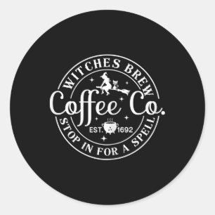 Halloween Witch Motif - Witches Brew Coffee And Co Classic Round Sticker